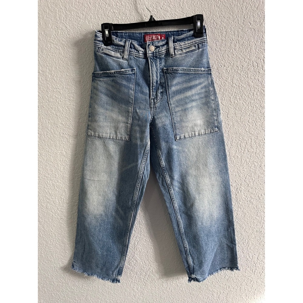 Lucky Legend Women Light Wash Utility Carpenter Jeans Raw Hem 2/26